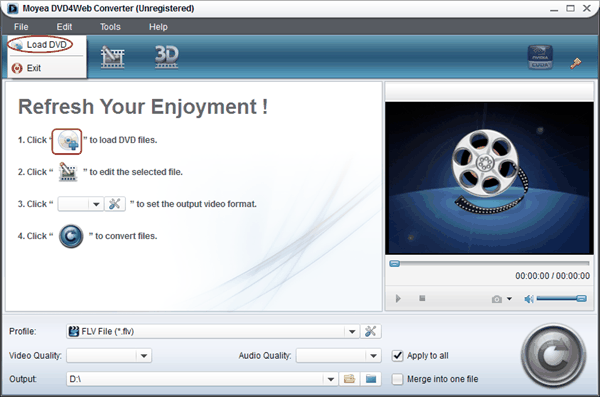 Add DVD with Moyea DVD4Web Converter